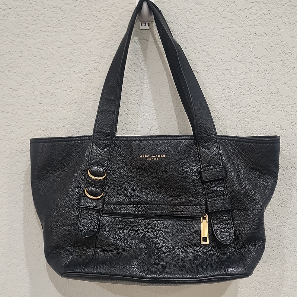 Marc Jacobs The Anchor Lux Black Large Pebbled Leather Tote Designer Minimalist